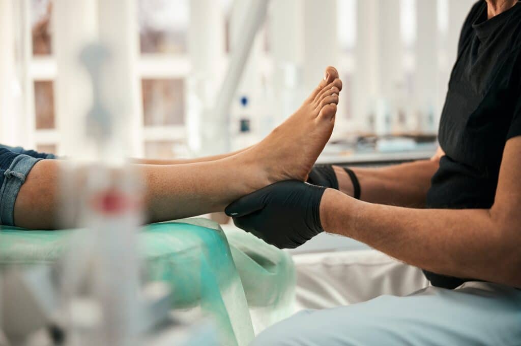 doctor checking for foot neuropathy