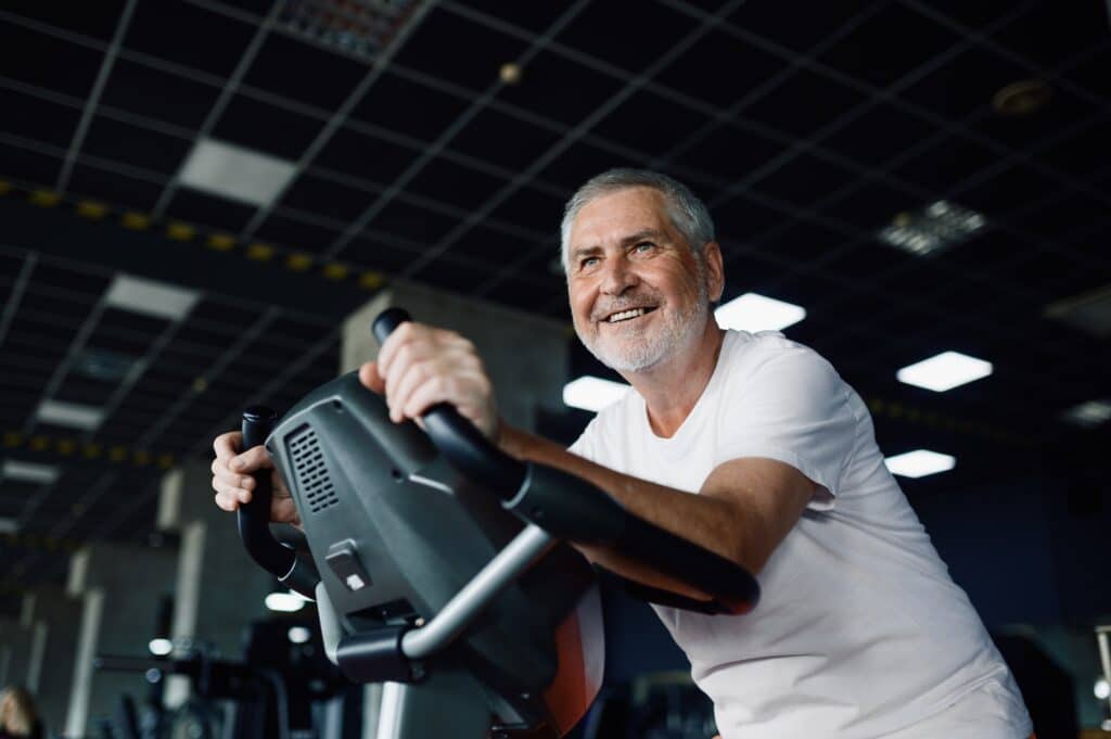 Older adults exercising at the gym