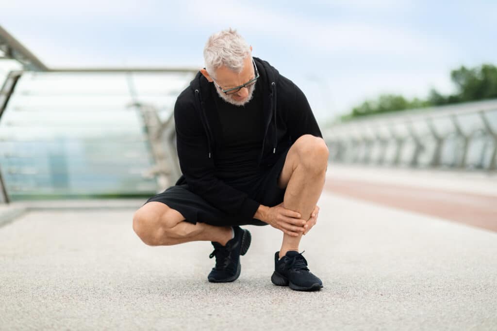 Image of a man with shin pain from stress fractures